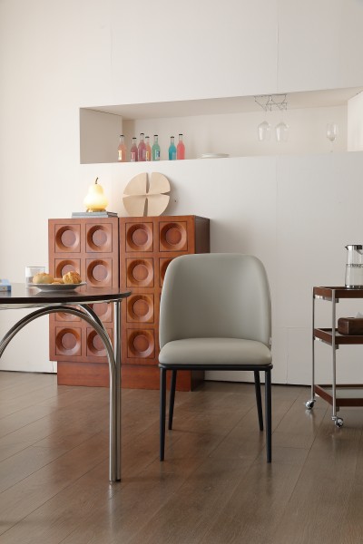 grey color high backrest home using dining chair
